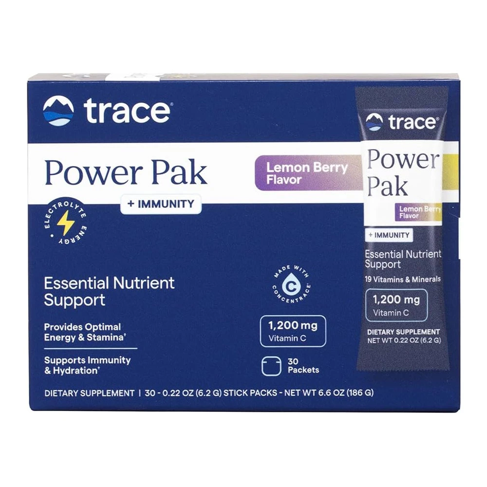 Trace Minerals Electrolyte Stamina Power Pak + Immunity Lemon Berry Flavor 30 packets box