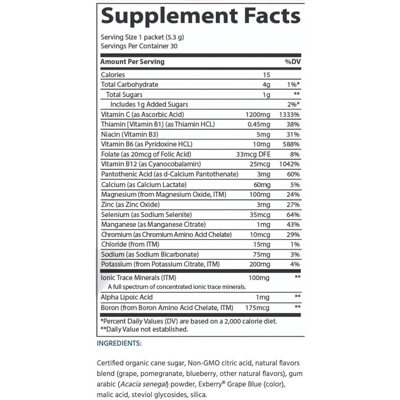 Trace Minerals Electrolyte Stamina Power Pak - Non-GMO Pom-Blueberry - 30 packets
