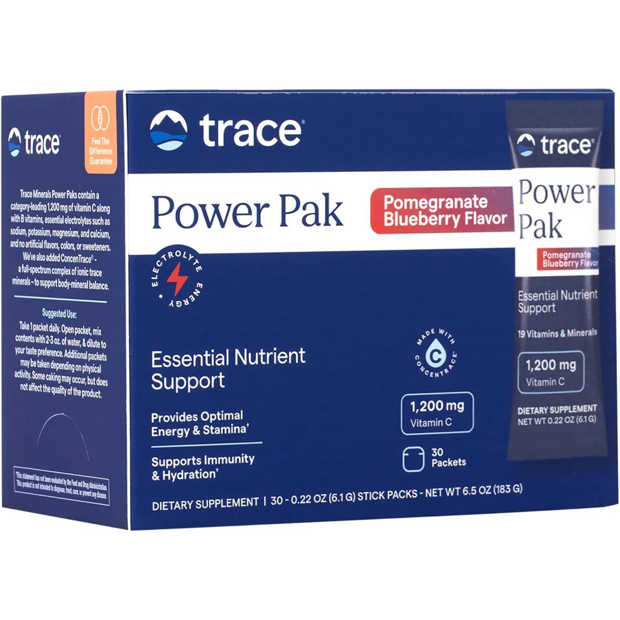 Trace Minerals Electrolyte Stamina Power Pak - Non-GMO Pom-Blueberry - 30 packets TRMS03479 21.99