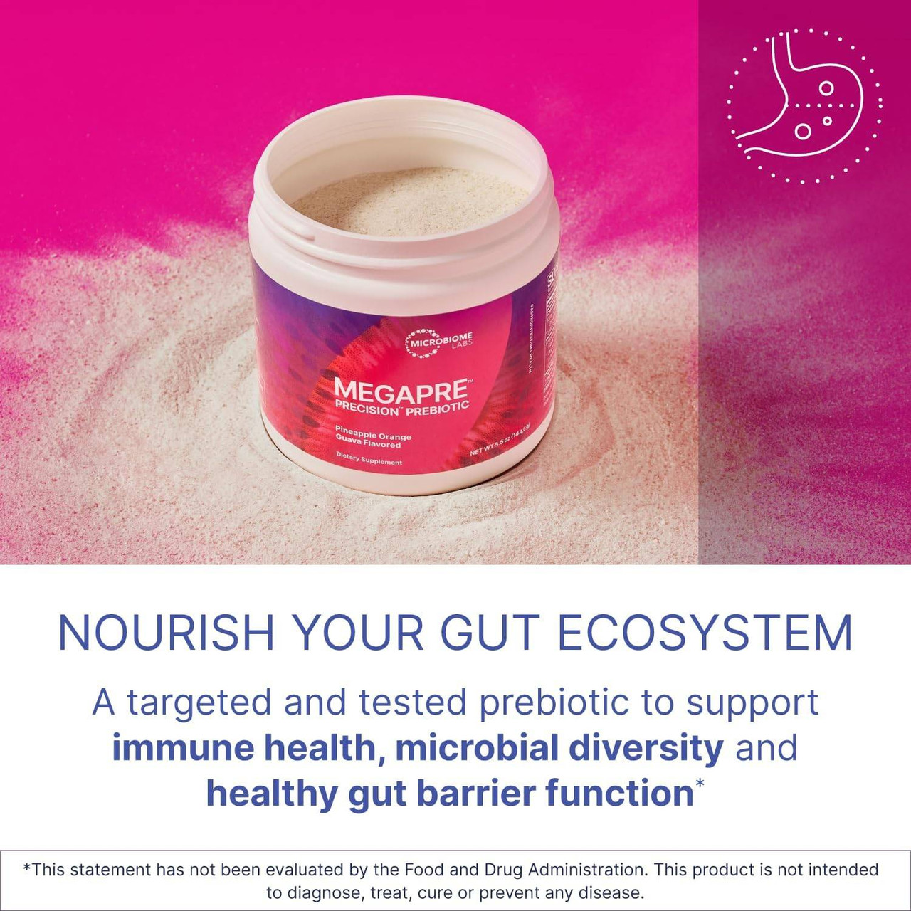 Microbiome Labs MegaPre Powder, Pineapple Orange Guava Flavor - 5.5 oz