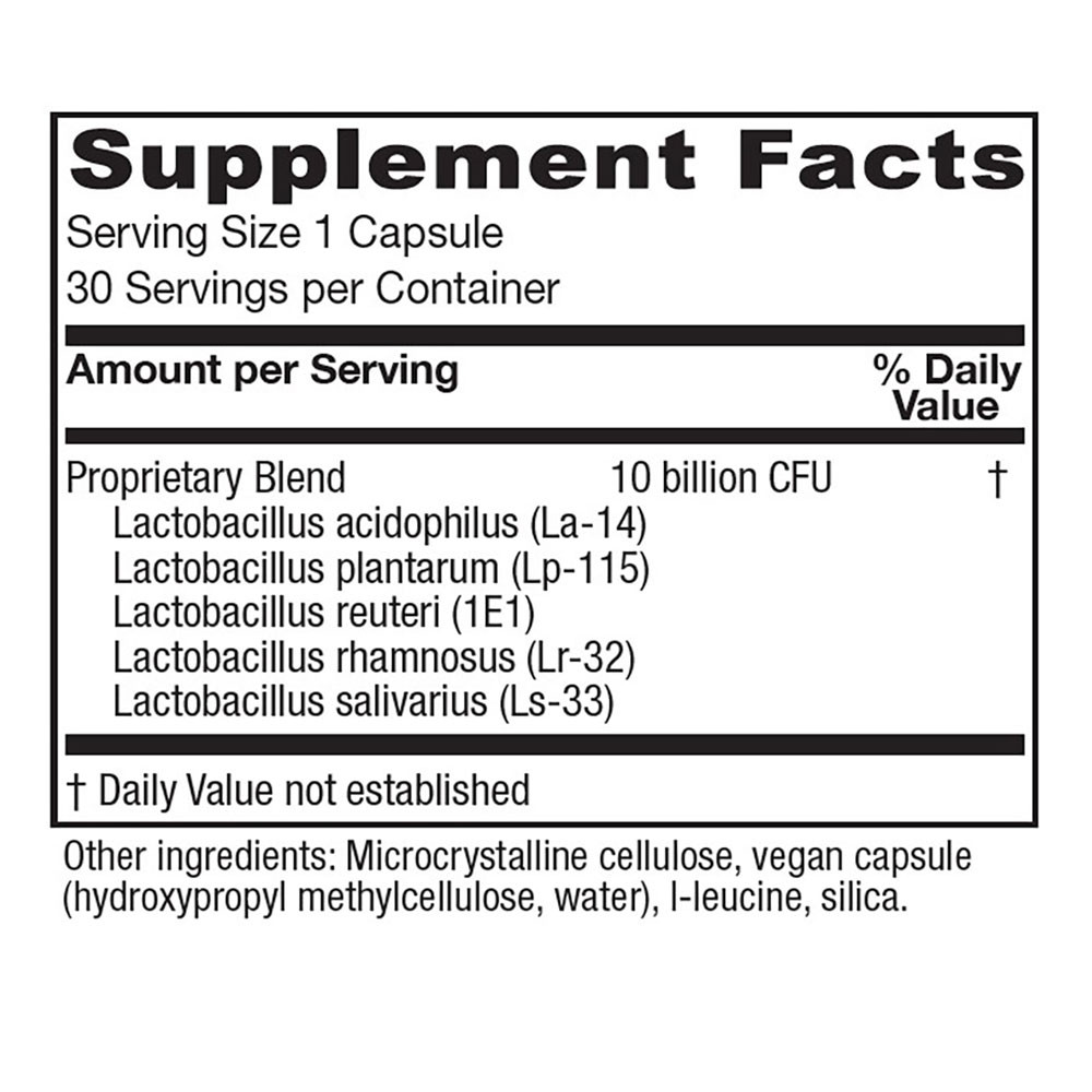 FemEcology supplement facts, 10 billion CFU Lactobacillus blend per capsule