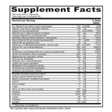 Senior Symmetry supplement facts with vitamins, minerals, herbal extracts and enzymes per 3 capsules