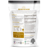 Back of Om Master Blend pouch with supplement facts, mushroom species and directions