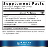 AHCC Plus supplement facts panel