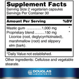 Pylori-Plex supplement facts: mastic gum, licorice, marshmallow and slippery elm