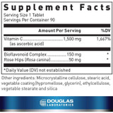 C-Max supplement facts panel, 1,500 mg vitamin C with bioflavonoids and rose hips