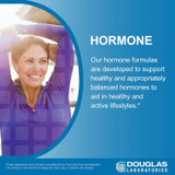 Smiling woman stretching, Douglas Laboratories hormone formulas graphic