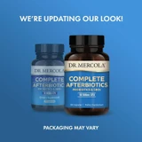 Old and new Complete Afterbiotics bottles, we're updating our look, packaging may vary graphic