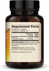 Back of Liposomal Vitamin D3 bottle with supplement facts label