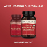 Old and new Chewable Vitamin B12 bottles, we're updating our formula, packaging may vary graphic