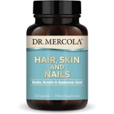 Dr. Mercola Hair, Skin and Nails with biotin, keratin and hyaluronic acid 30 capsules bottle