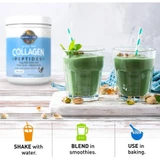 Collagen Peptides tub with green smoothies, shake, blend or bake icons