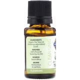 Back of Tea Tree Essential Oil bottle with ingredients, source and aroma details