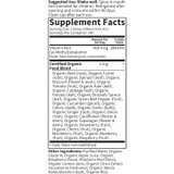 B-12 Organic Spray supplement facts, 500 mcg vitamin B12 as methylcobalamin with organic food blend