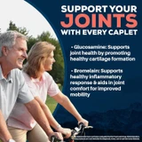 Older couple cycling, Boswelya Plus glucosamine and bromelain ingredients graphic