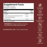 Advanced Blood Flow supplement facts and suggested use with free-from icons
