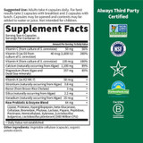 RAW Calcium supplement facts, 15 servings, with third-party certification logos