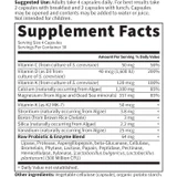 RAW Calcium supplement facts panel, 30 servings