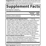 Vitamin Code RAW Vitamin C supplement facts panel, 60 servings