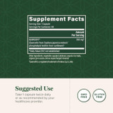 Quercetin supplement facts panel with suggested use, GMO-free and gluten-free icons