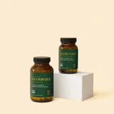 Oxy-Powder and Latero-Flora bottles on a white block
