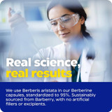 Scientist in a lab, real science real results graphic