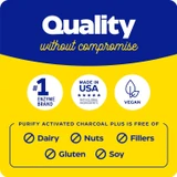 Quality without compromise graphic with made in USA and vegan icons and free-from list