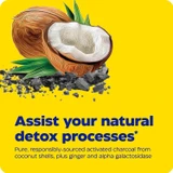 Coconut and charcoal pieces, Activated Charcoal Plus ingredients graphic