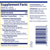 Digest Basic supplement facts, 1 capsule serving, Thera-blend enzyme amounts