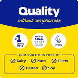 Quality without compromise graphic, made in USA, vegan, free of dairy, nuts, fillers, gluten and soy