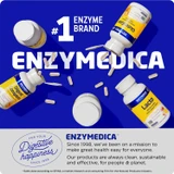 Enzymedica bottles on a blue background with brand mission text