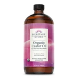 Heritage Store Organic Castor Oil 32 oz amber bottle