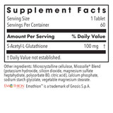Acetyl-Glutathione supplement facts panel