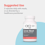 Liver Beef bottle, suggested use 2 capsules daily with meals or as directed