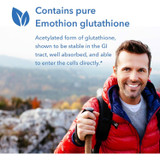 Smiling hiker, contains pure Emothion glutathione graphic