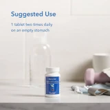 Acetyl-Glutathione bottle on a counter, suggested use 1 tablet two times daily