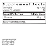 L-Glutamine supplement facts panel, 1 teaspoon serving