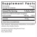 Vitamin E supplement facts, 400 IU as d-alpha-tocopheryl acid succinate