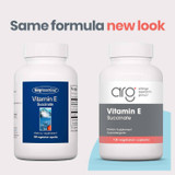 Old and new Vitamin E Succinate bottles, same formula new look