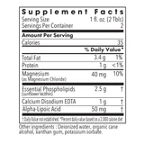 LipoPhos EDTA supplement facts panel