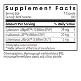 Lactobacillus supplement facts panel