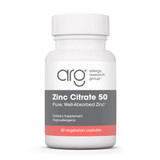 Allergy Research Group Zinc Citrate 50 Pure, Well-Absorbed Zinc 60 vegetarian capsules bottle
