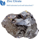 Zinc mineral rock, zinc citrate well-tolerated and well-absorbed graphic