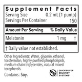 Liposomal Melatonin supplement facts, 1 pump serving, 1 mg melatonin, contains soy