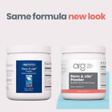 Old and new Perm A vite Powder bottles, same formula new look