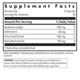 Tricycline supplement facts: berberine, artemisinin, citrus seed extract, black walnut