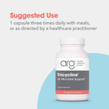 Tricycline bottle, suggested use 1 capsule three times daily with meals