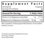 Magnesium Ascorbate supplement facts panel