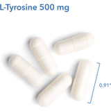 L-Tyrosine 500 mg capsules with a 0.91 inch size marker
