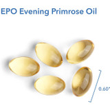 EPO Evening Primrose Oil softgels beside a 0.60 inch size marker